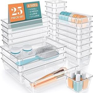 25 PCS Clear Plastic Drawer Organizer