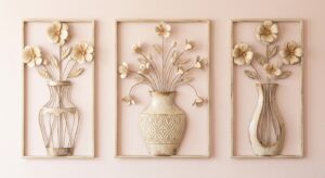 Pigort Metal Flowers Wall Art for Home Decor