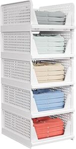 caktraie 5 Pack Stackable Closet Storage Basket – Stackable Storage