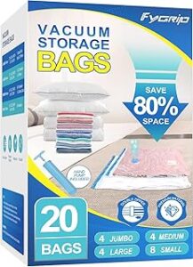 Fygrip 80% Space Saver Vacuum Storage Bags with Hand Pump