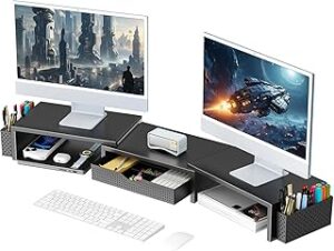 gianotter Dual Monitor Stand Riser With Drawer and 2 Pen Holders