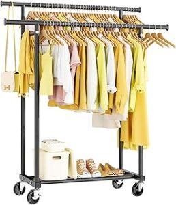 HYSEYY Double Rods Clothes Rack
