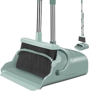 Upgrade Broom and Dustpan Set, Large Size and with Long Handle