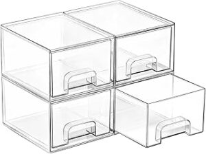 Vtopmart 4 Pack Small Clear Stackable Storage Drawers