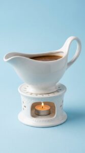 Norpro Porcelain Gravy Boat with Warming Stand