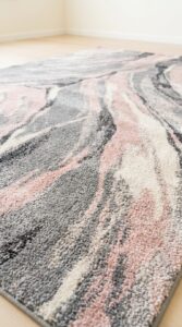 Washable 5’x7′ Abstract Area Rug for Living Room, Gray Pink