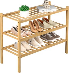 Bamboo Shoe Rack for Closet and Entryway Storage
