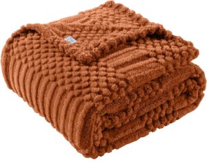 Rust Throw Blanket: Soft Fleece Sofa and Bed Decor