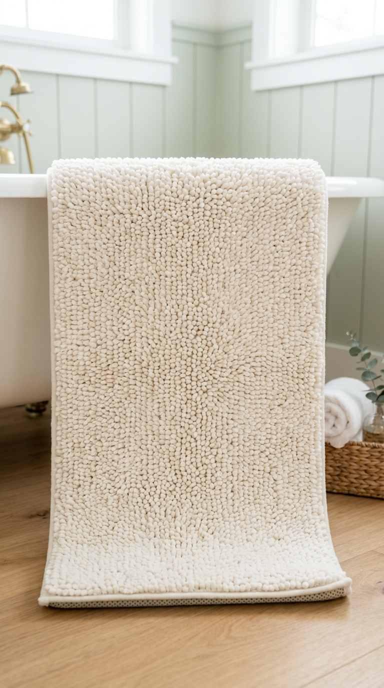 Small Chenille Bath Mat: Plush, Quick-Dry, Non-Slip